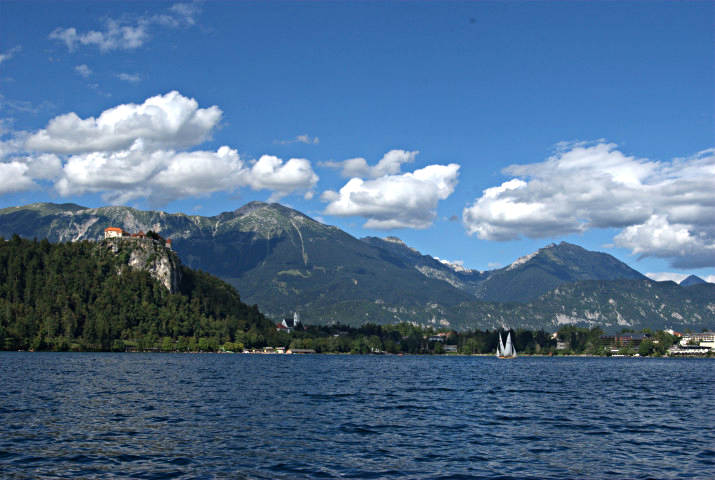 Slovenia, the castle of Bled from the lake