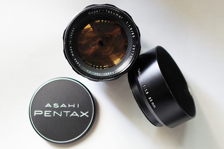 the Super-Takumar 85mm plus with its all-metal cap and screen