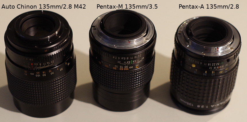 the three 135mm lenses pictured together
