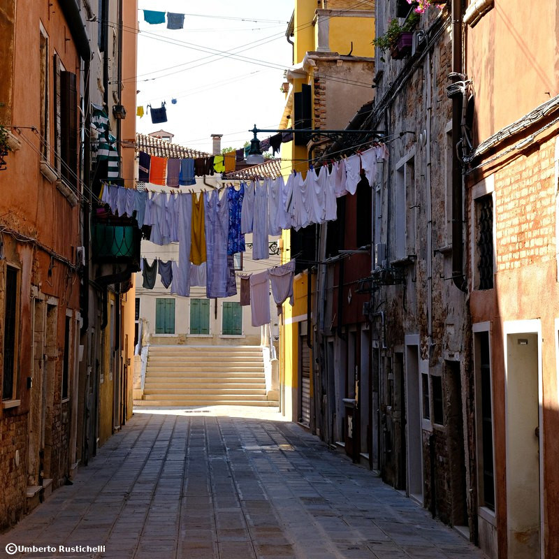 Venice, colourful clothes hanging out of the houses, for drying