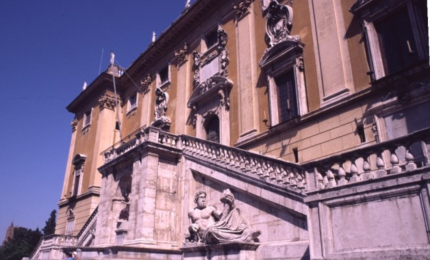 piazza del Campidoglio, una delle grandi statue dei fiumi