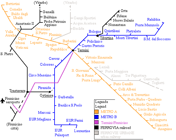 mapa dei trasporti a Roma